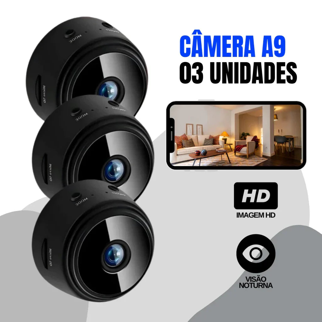 Mini Câmera Espiã A9 HD 1080P com Visão Noturna